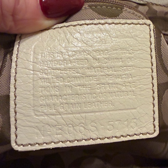 Vintage Coach Handbag White Leather Pebbled Shoulder Tote Shopper Style 5715 - Picture 4 of 9